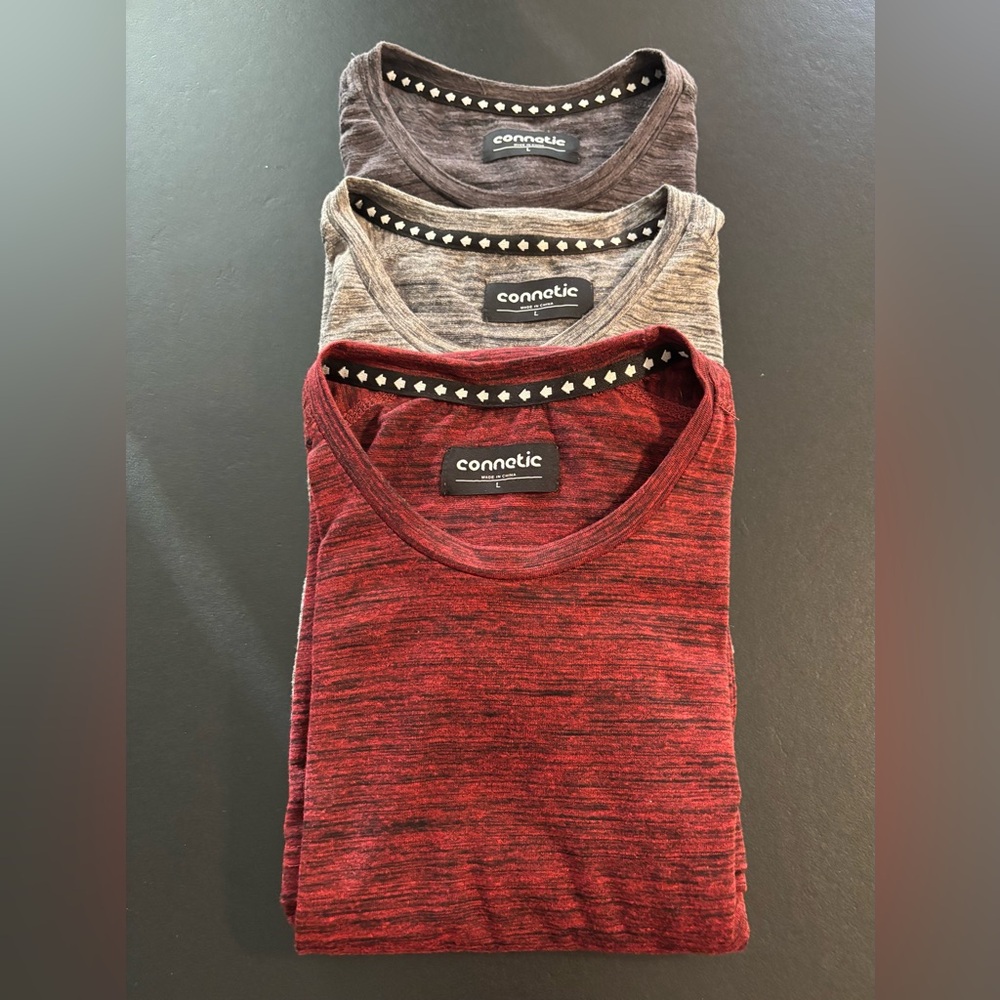Set of Three Men's Large Short Sleeve Connetic Tees sold together.